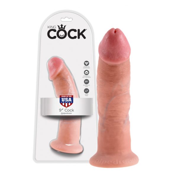 King Cock 9 - sugpropp-realistisk dildo (23cm) - natur