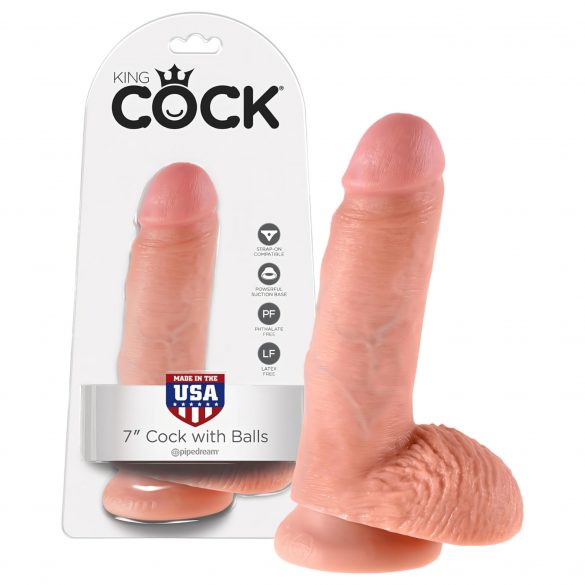 King Cock 7 med pung (18 cm) - natur