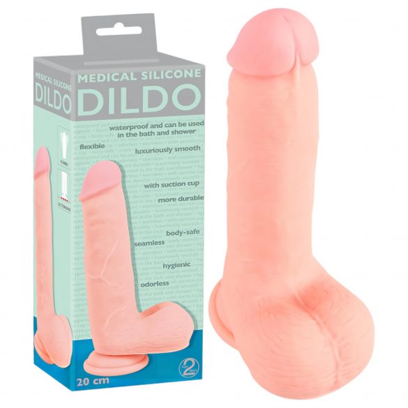 Medicinsk - rak silikondildo (20 cm) - natur