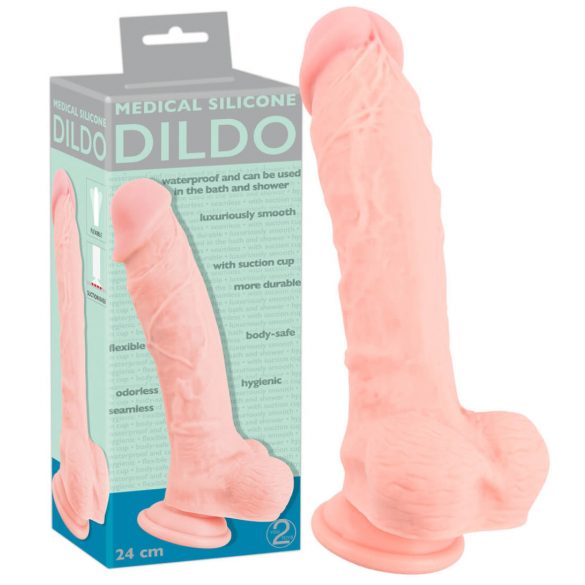 Medicinsk silikon dildo (24cm) - natur