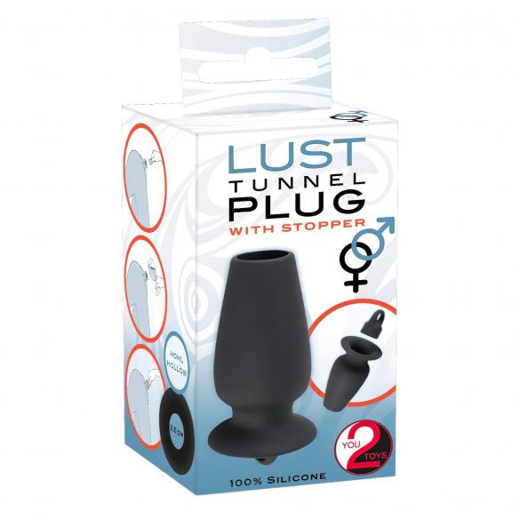 You2Toys - Lust Tunnel - Ihålig analplugg med stopper (svart)