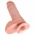 King Cock 8 tums dildo med pung (20 cm) - naturfärg