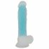 You2Toys Glow in the Dark - sugkoppande självlysande dildo med pung (blå)