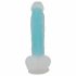 You2Toys Glow in the Dark - sugkoppande självlysande dildo med pung (blå)