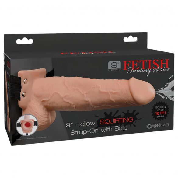 Fetish Strap-On 9 - ihålig, sprutande dildo med rem (naturlig)