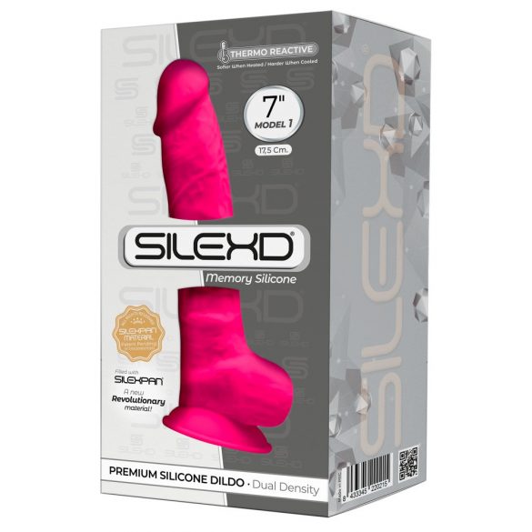 Silexd 7 - Formbar sugpropp dildo med pung - 17,5 cm (rosa)