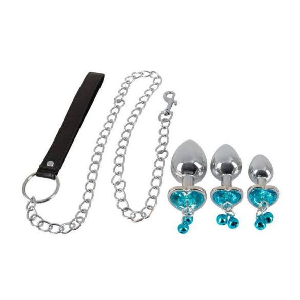 You2Toys - Analplugg Set med Koppel (silver)