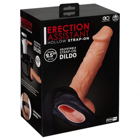 Erektionshjälp - ihålig strap-on dildo (natur)