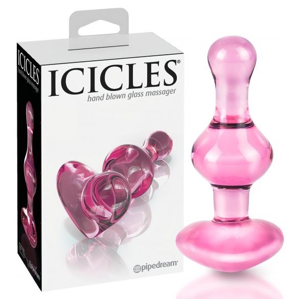 Icicles No. 75 - hjärta glas analdildo (rosa)