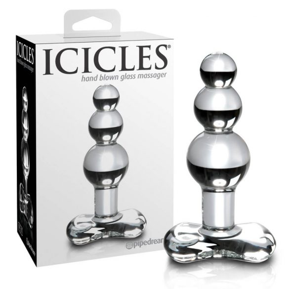 Icicles Nr 47 - trippelpärlad glasanaldildo (genomskinlig)