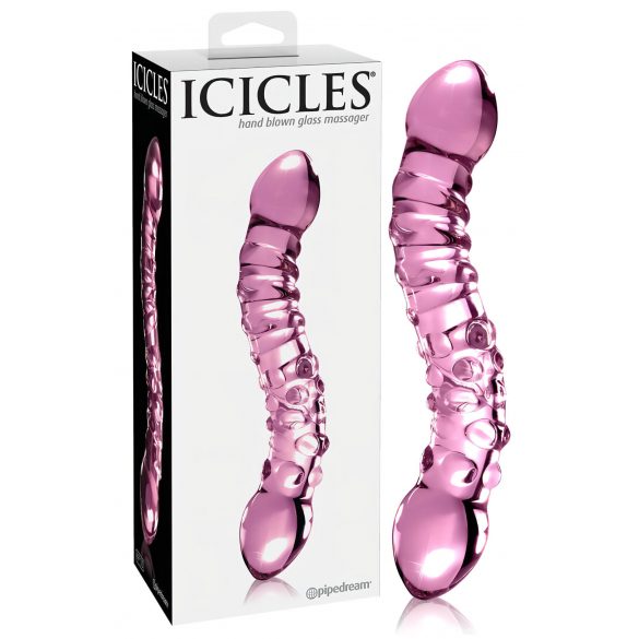 Icicles No. 55 - dubbelsidig G-punkt glasdildo (rosa)