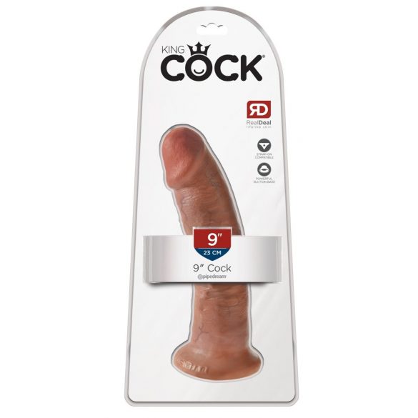 King Cock 9 - realistisk dildo med sugkopp (23 cm) - mörk natur