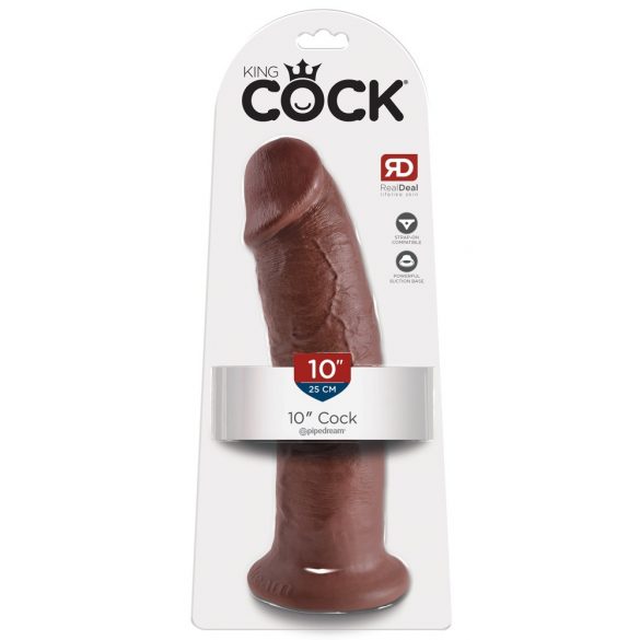 King Cock 10 - stor sugkoppdildo (25cm) - brun