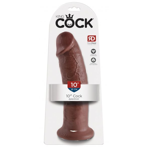 King Cock 10 - stor dildo med sugfot (25 cm) - brun