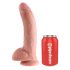 King Cock 9 - stor sugpropp dildo med pung (23 cm) - naturell