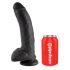 King Cock 9 - stor dildo med sugkopp och pung (23 cm) - svart