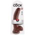 King Cock 9 - stor dildo med sugkopp och pung (23cm) - brun