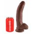 King Cock 9 - stor dildo med sugkopp och pung (23cm) - brun