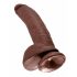 King Cock 9 - stor dildo med sugkopp och pung (23cm) - brun