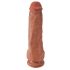 King Cock 11 - stor dildo med sugfot och pung (28cm) - mörk natur