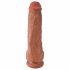 King Cock 11 - sugfot, med pung dildo (28 cm) - mörk natur