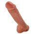 King Cock 11 - stor dildo med sugfot och pung (28cm) - mörk natur