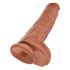 King Cock 11 - stor dildo med sugfot och pung (28cm) - mörk natur