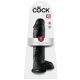 King Cock 11 - stor sugkopp dildo med pung (28 cm) - svart