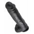 King Cock 11 - stor sugkopp dildo med pung (28 cm) - svart