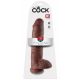 King Cock 11 - stor dildo med sugpropp och testiklar (28 cm) - brun