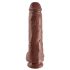 King Cock 11 - stor sugfot, med pung dildo (28cm) - brun