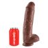 King Cock 11 - stor dildo med sugpropp och testiklar (28 cm) - brun