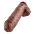 King Cock 11 - stor sugfot, med pung dildo (28cm) - brun