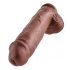 King Cock 11 - stor dildo med sugpropp och testiklar (28 cm) - brun