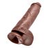 King Cock 11 - stor sugfot, med pung dildo (28cm) - brun