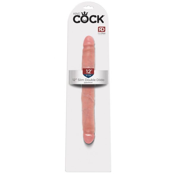 King Cock 12 Slim - realistisk dubbel dildo (31cm) - natur