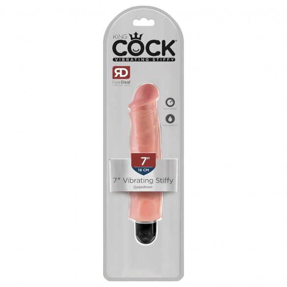 King Cock 7 Stiffy - vattentät, realistisk vibrator (18 cm) - hudfärgad