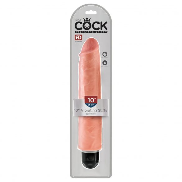 King Cock 10 Stiffy - vattentät, realistisk vibrator (25 cm) - natur