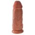 King Cock 9 Chubby - Sugfotad dildos med pung (23cm) - mörk natur