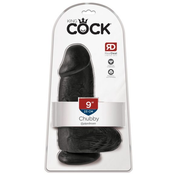 King Cock 9 Chubby - sugpropp, med pung dildo (23cm) - svart