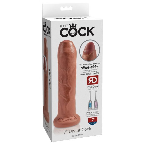 King Cock 7 Förhudsförstörare - realistisk dildo (18 cm) - mörk hudton