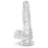 King Cock Clear 6 - sugfot, liten dildo med pung (15 cm)