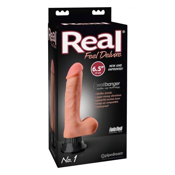 Real Feel Deluxe No.1 – realistisk vibrator med testiklar (hudfärgad)