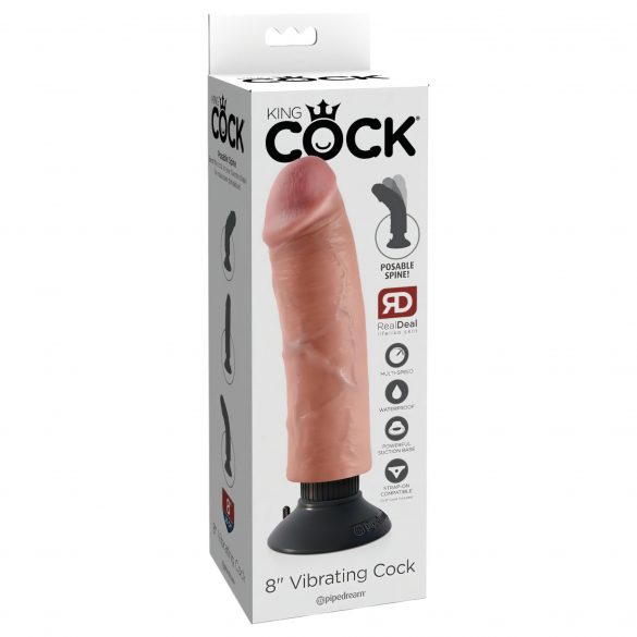 King Cock böjbar, realistisk vibrator (25 cm)