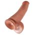 King Cock 15 - sugfot, bollar, gigantisk dildo (38cm) - mörk natur