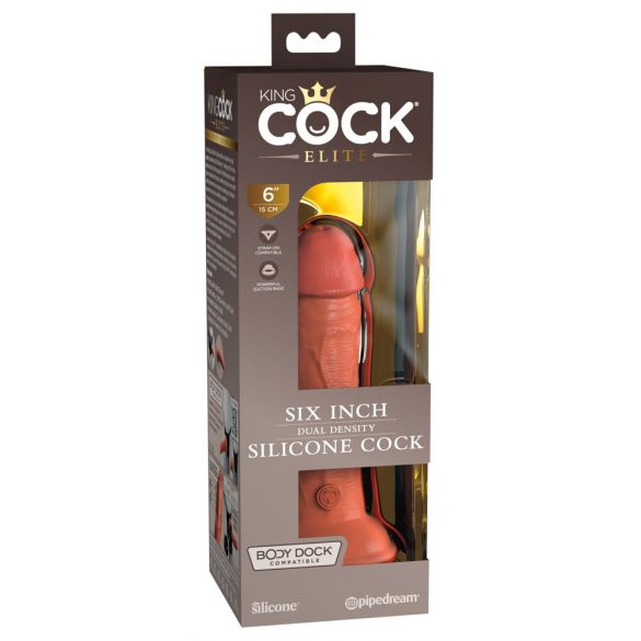 King Cock Elite 6 - realistisk dildo med sugkopp (15 cm) - mörk