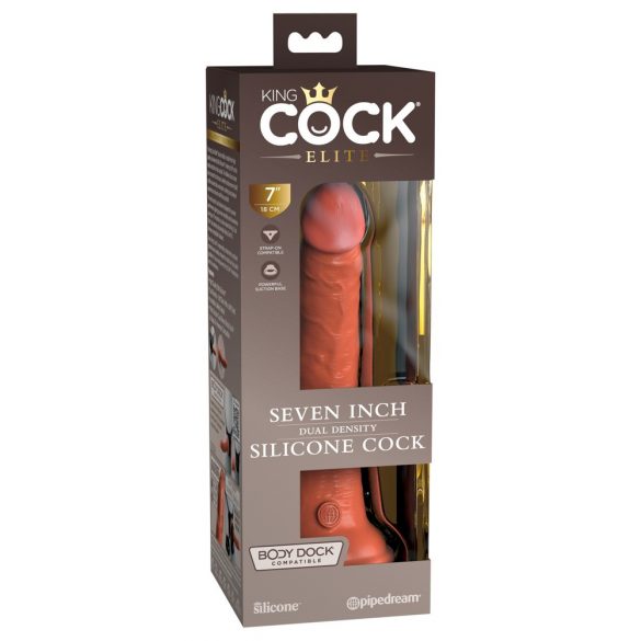 King Cock Elite 7 - Sugkopp dild 18cm - mörk natural