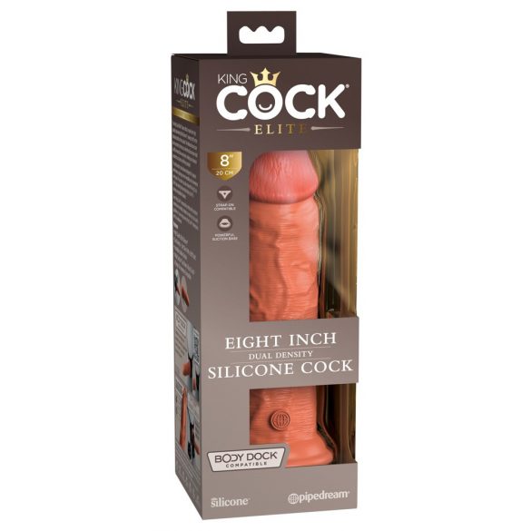 King Cock Elite 8 - sugföt, realistisk dildo (20cm) - mörk natur