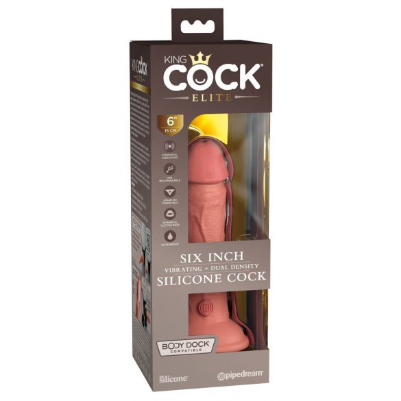 King Cock Elite 6 - realistisk sugproppvibrator (15 cm) - natur