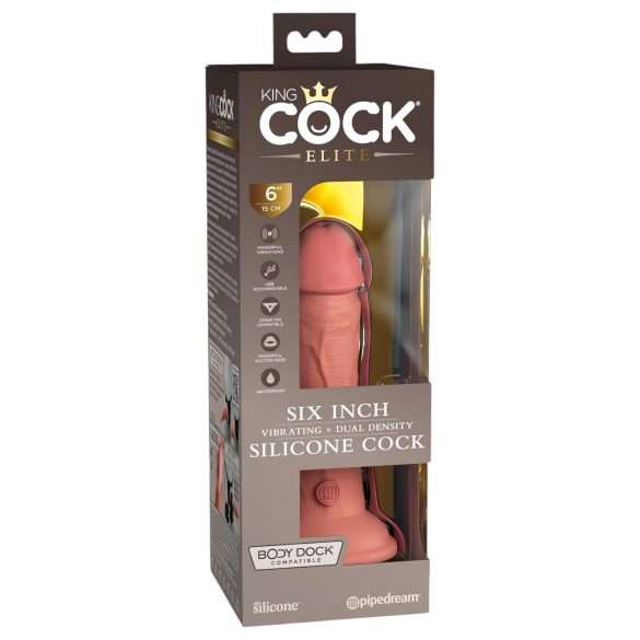 King Cock Elite 6 - realistisk sugproppvibrator (15 cm) - natur